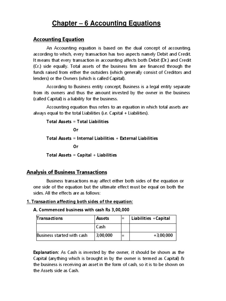 Chapter - 6 Accounting Equations-Final | PDF | Debits And Credits | Expense