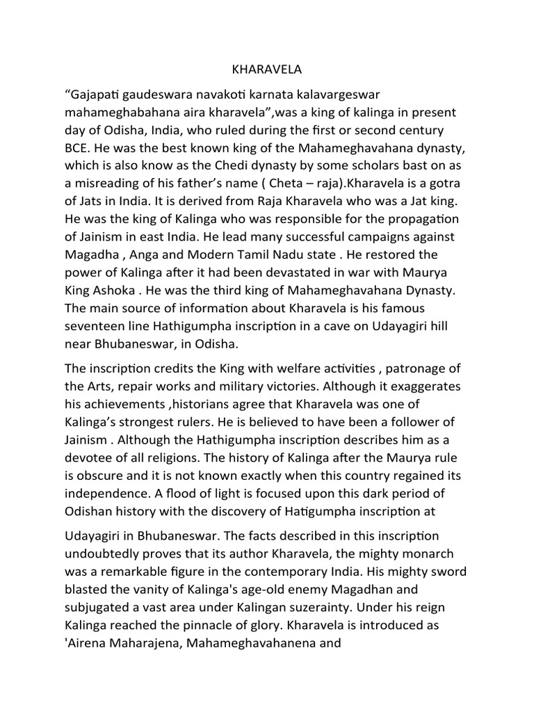 Kharavela, Ancient King of Kalinga Dynasty PDF