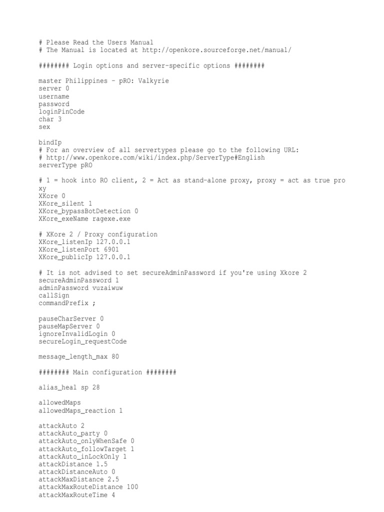 OpenKore Bot Configuration Guide | PDF | Proxy Server | Computer Networking