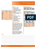 2205 Duplex Data Sheet: Specifications Mechanical Properties Features