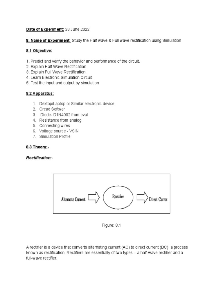 Lab Report On Half and Full Wave Rectifier Bridge Circuit Download