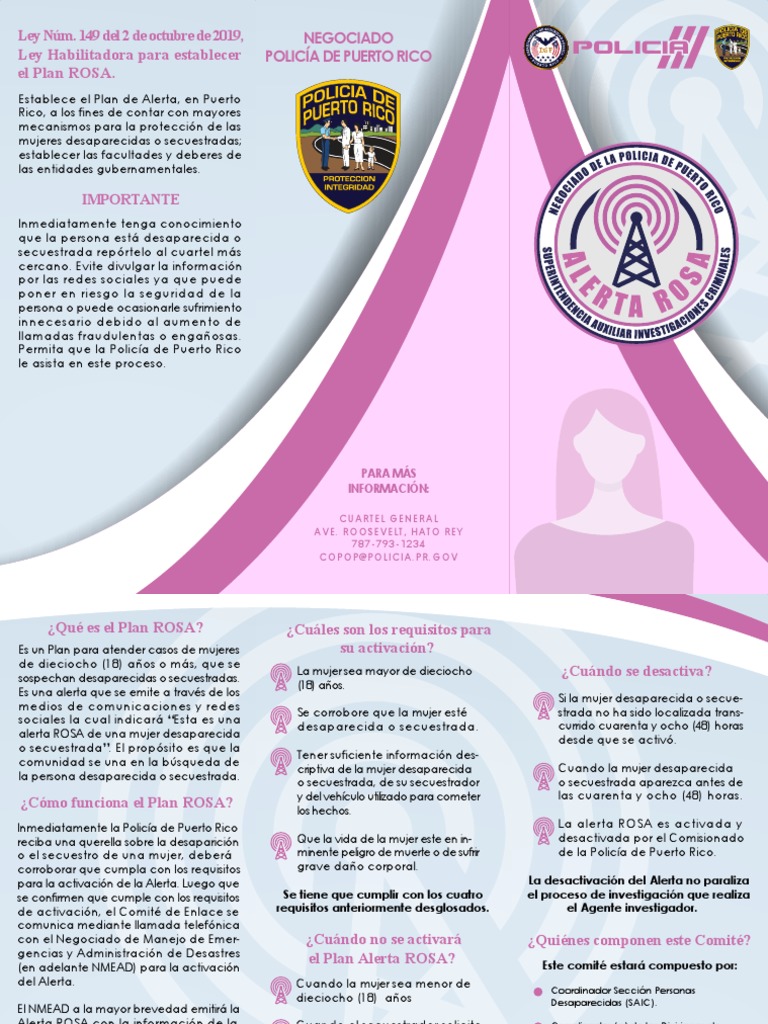 Alerta Rosa Brochure | PDF | Policía | Secuestro