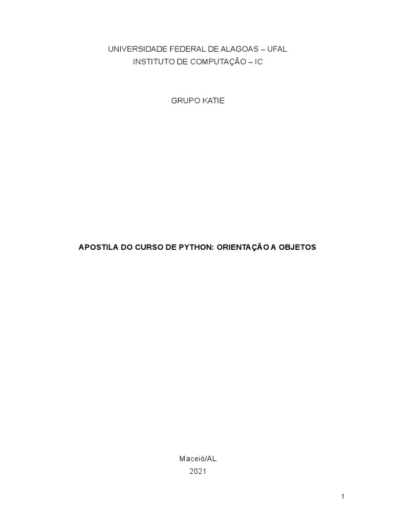 Apostila Do Curso de Python - Orientação A Objetos | PDF | Classe ...