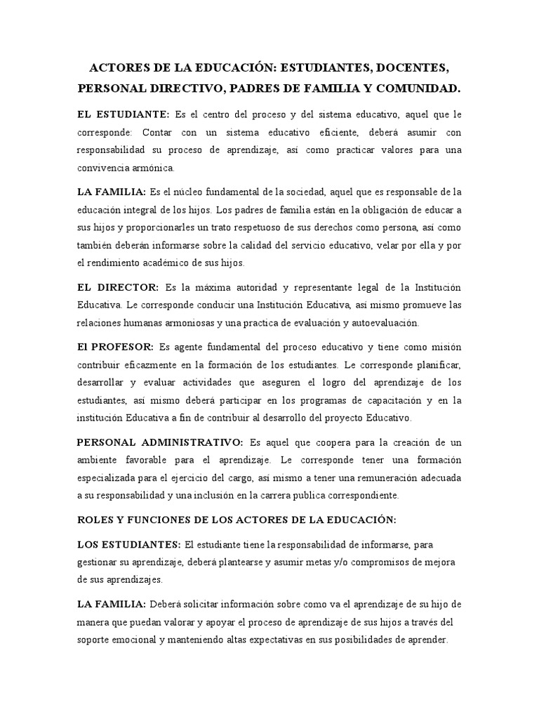 Actores de La Educación | PDF
