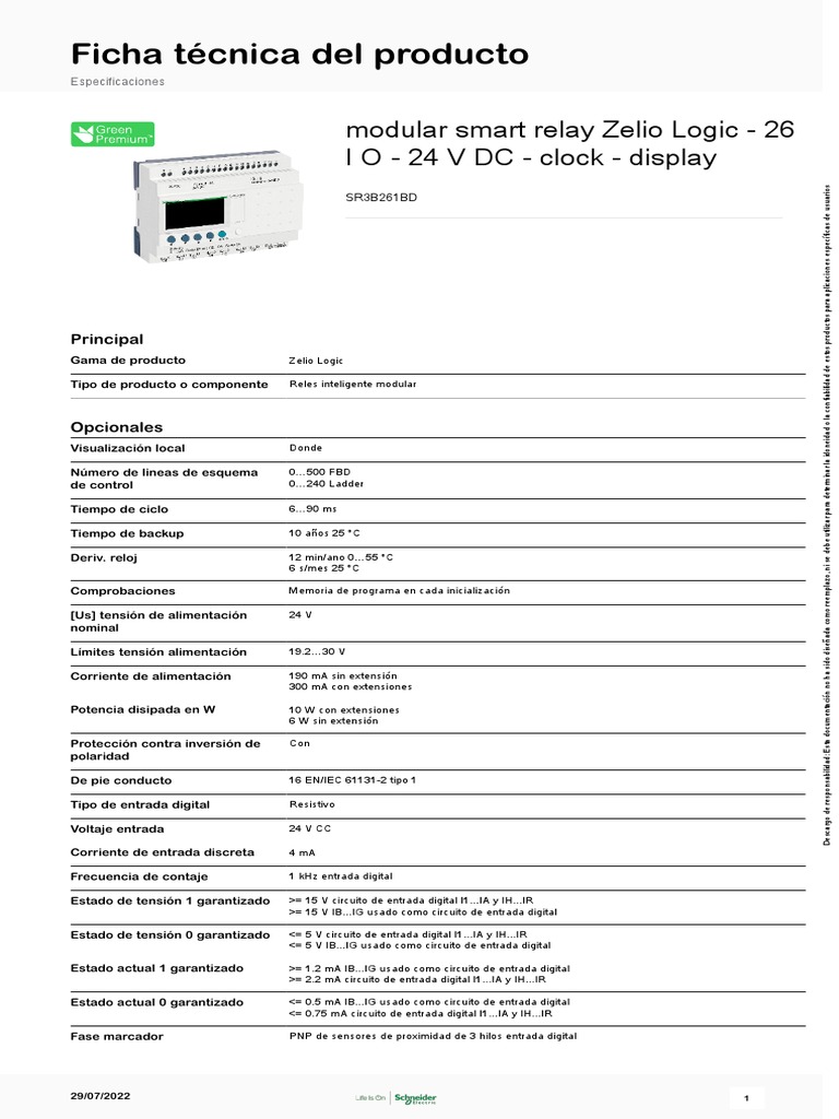 Manual SR3B261BD Zelio Logic | PDF | Relé | Residuos
