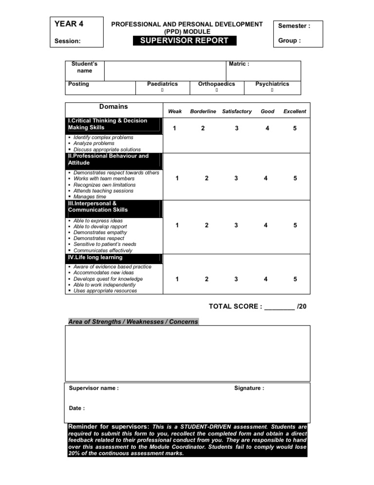 REVISED Year 4 PPDSupervisor Report | PDF
