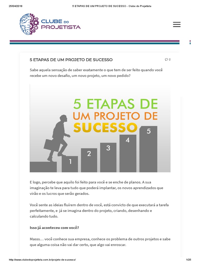 5 Etapas para Projetos de Sucesso | PDF | Tempo | Motivação