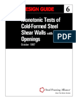 Monotonic Tests of Cold-Formed Steel Shear Walls Openings: Design Guide