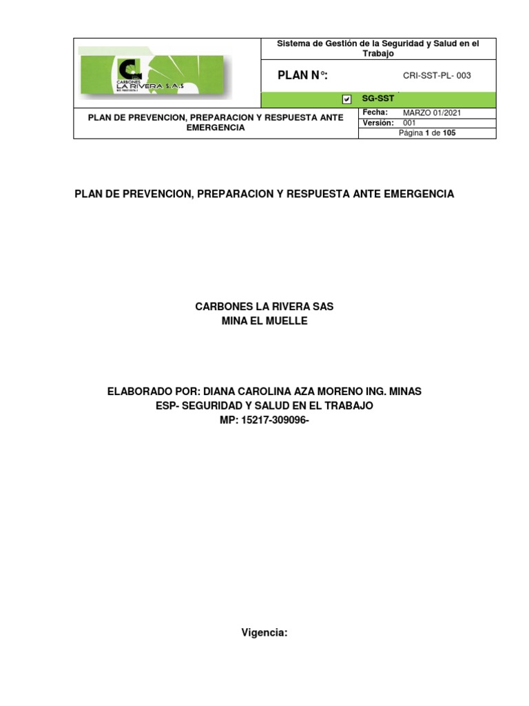Plan de Emergencia y Contingencia 2021 | PDF | Riesgo | Seguridad y ...