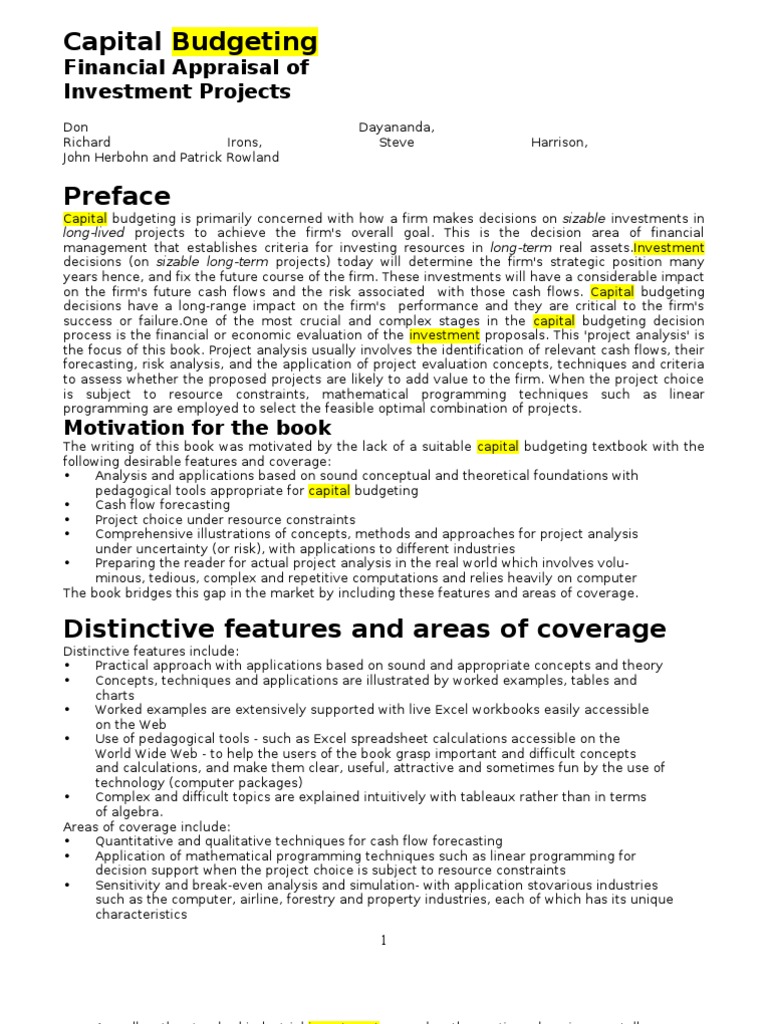 Capital Budgeting | PDF | Net Present Value | Capital Budgeting