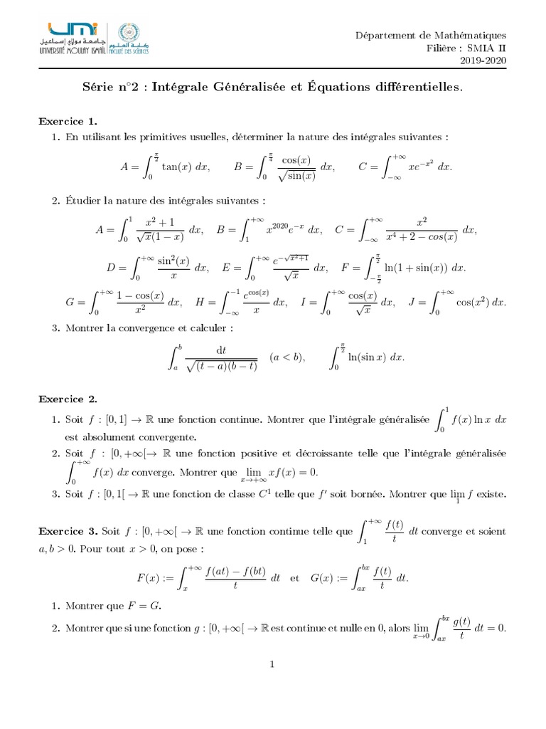 SMIA2 Analyse2 TD2 Corrigé Ex1 Pr. Med ZITANE 19-20 | PDF | Limite ...