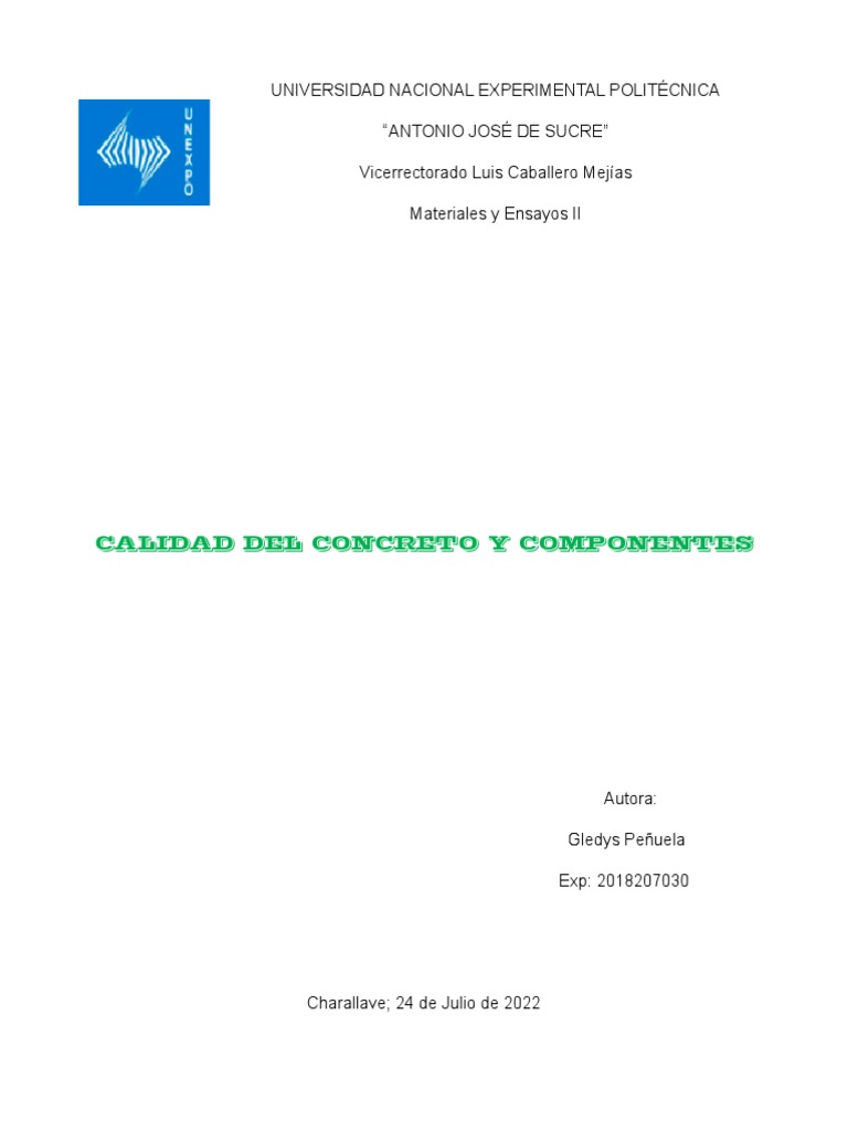 Calidad de Concreto y Componentes | PDF | Hormigón | Materiales