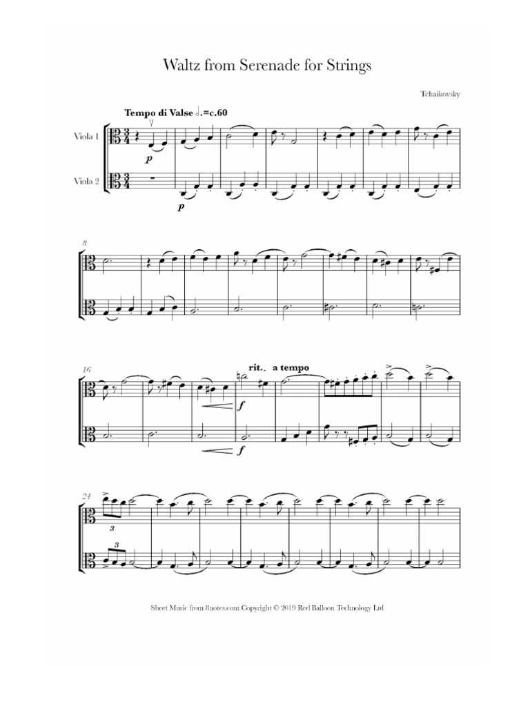 Walz Serenade For Strings, Tchaikovsky 2 Violas PDF