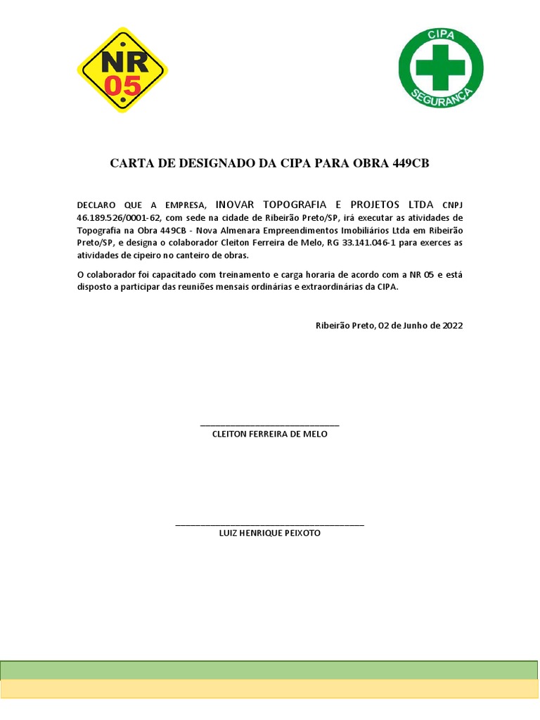 Carta de Designado Da Cipa | PDF