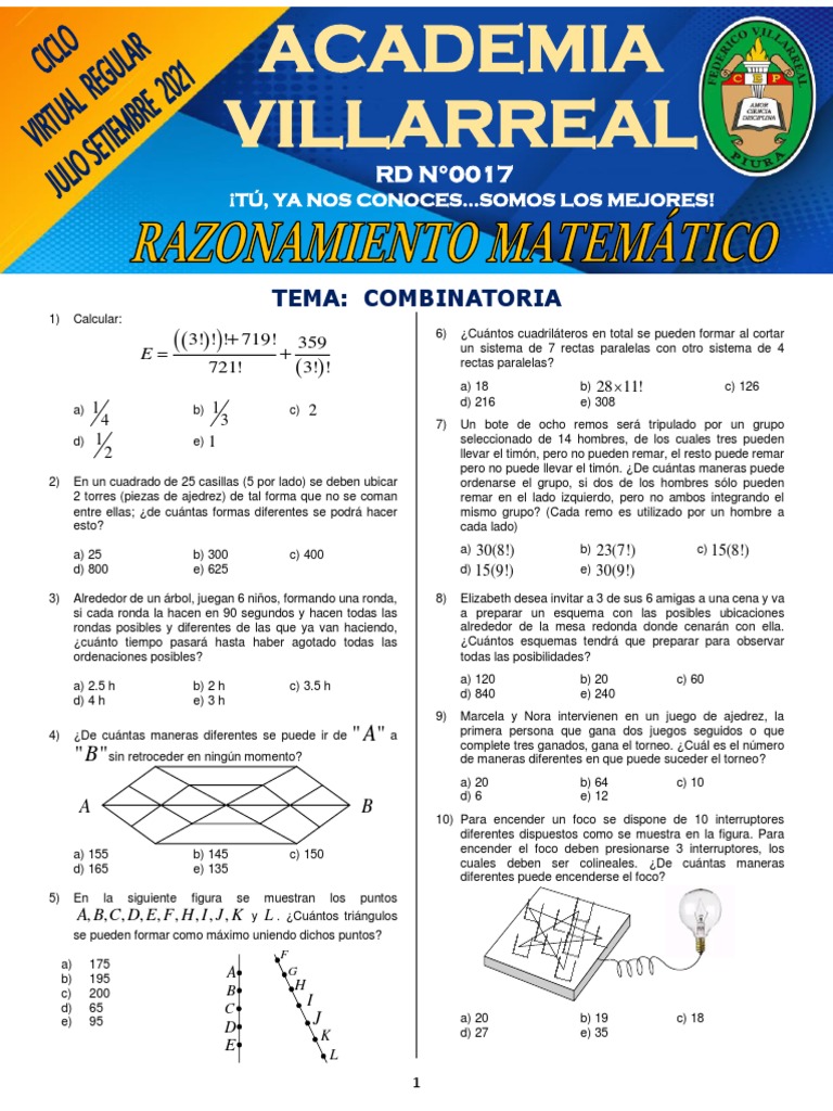 Problemas de Combinatoria y Soluciones | PDF | Ajedrez | Juegos ...