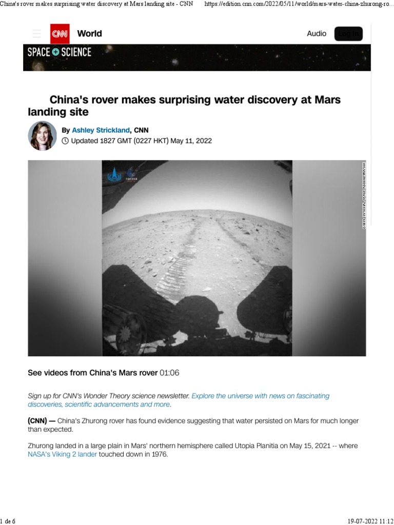 China's Rover Makes Surprising Water Discovery at Mars Landing Site