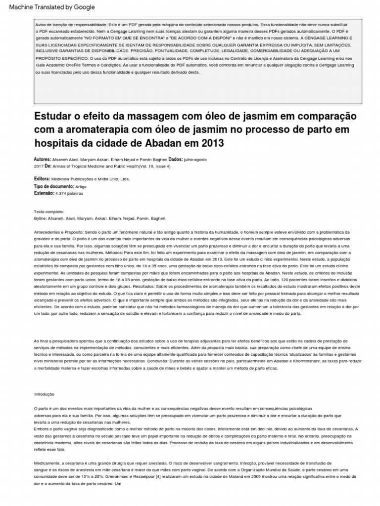 Study The Effect of Massage With Jasmine Oil in Comparison To Aromatherapy With Jasmine Oil On