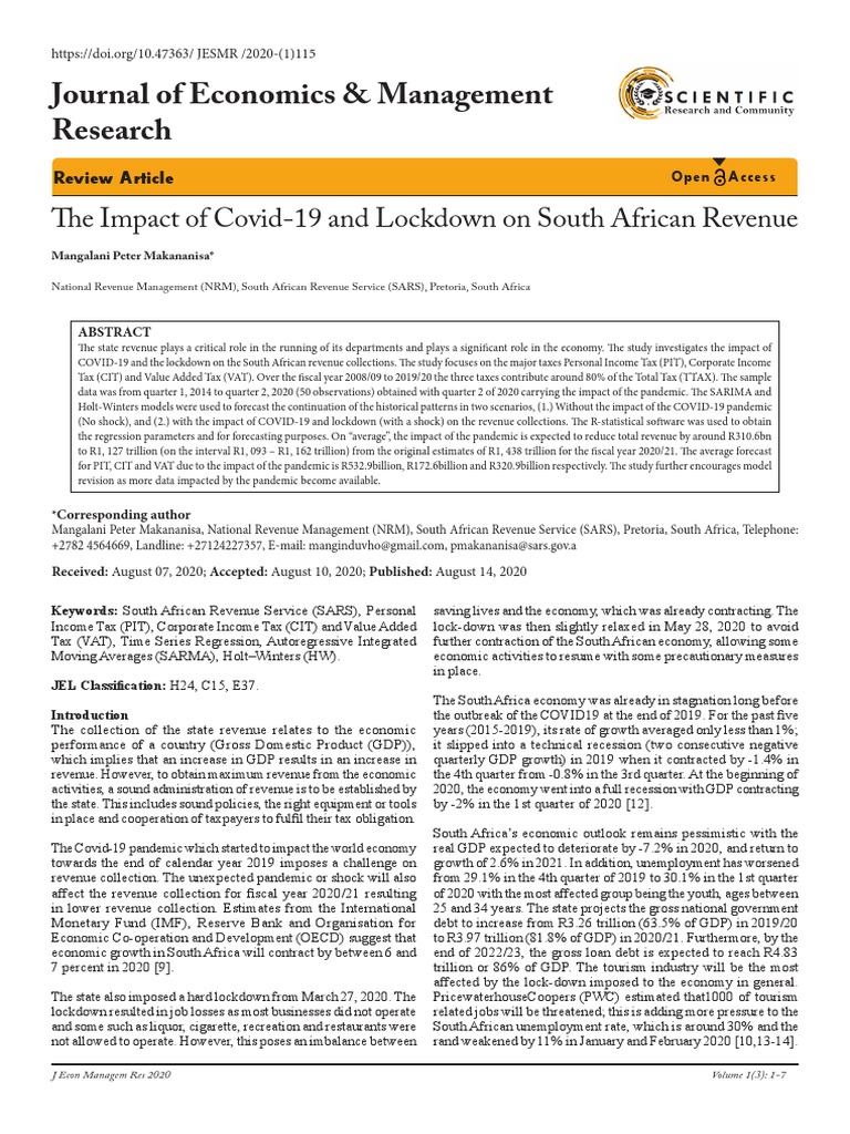 The Impact of Covid-19 and Lockdown On South Afric | PDF ...