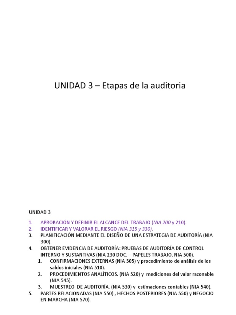 Unidad III Etapas de La Auditoria | PDF | Auditoría | Planificación