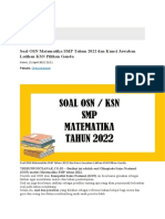 Soal OSN Matematika SMP Tahun 2022 Dan Kunci Jawaban Latihan KSN Pilihan Ganda