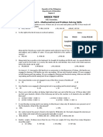 Mock Test: Learning Strand 3 - Mathematical and Problem Solving Skills