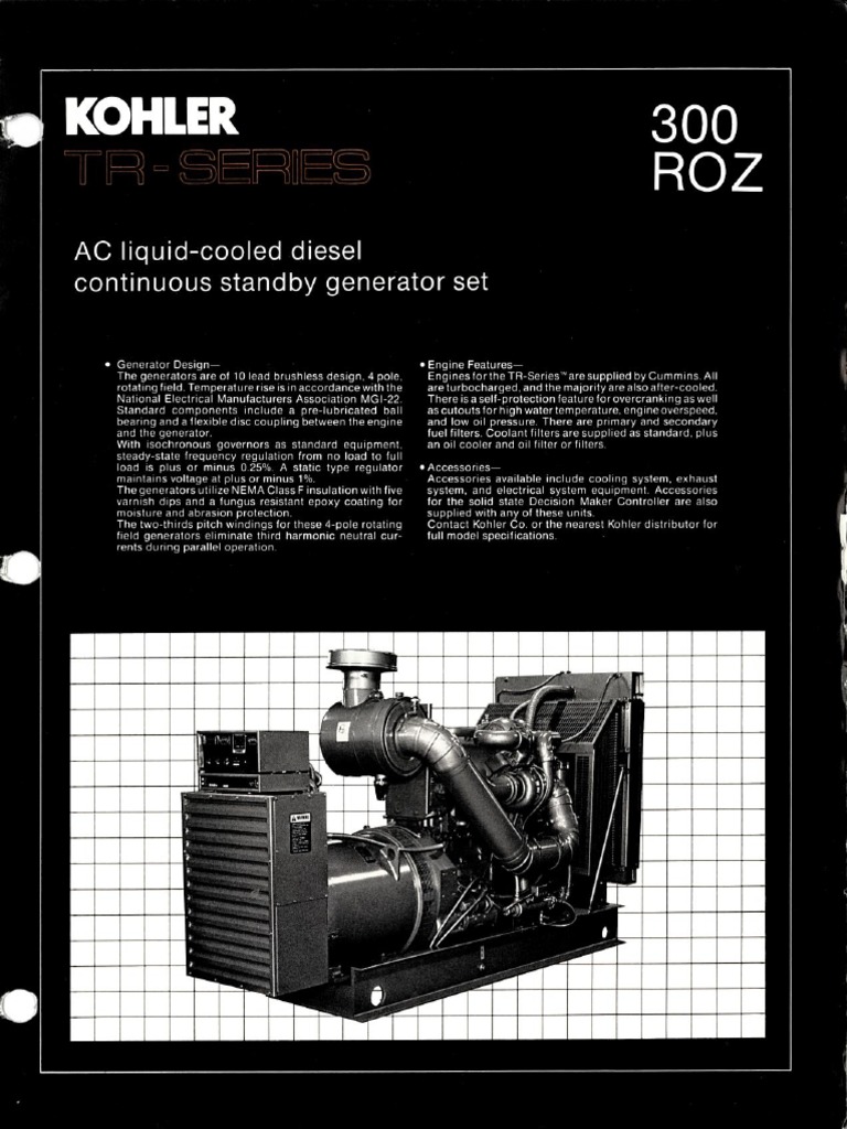 Kohler 300ROZ Spec Sheet | PDF
