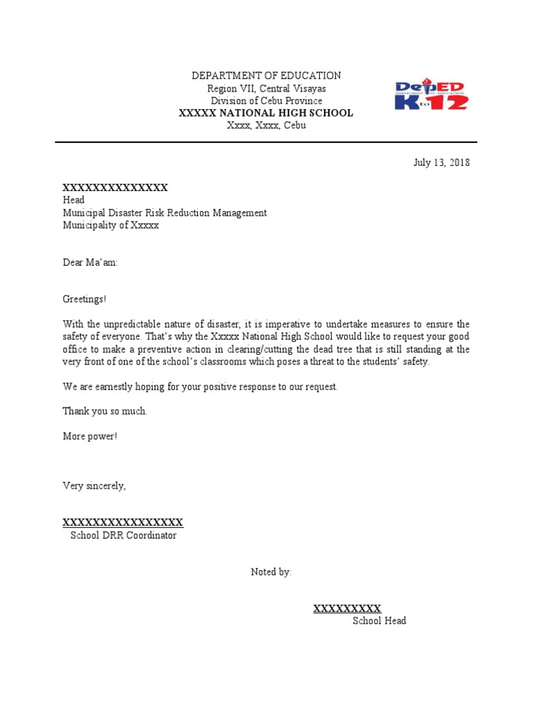 Letter Request DRRMO Cutting Tree | PDF | Social Science