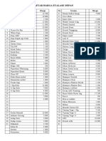 Daftar Harga Etalase Depan