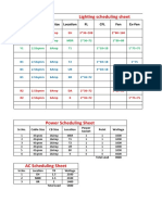 Lighting Scheduling Sheet: Phase CB Size Location FL CFL Fan Ex-Fan Cable Size