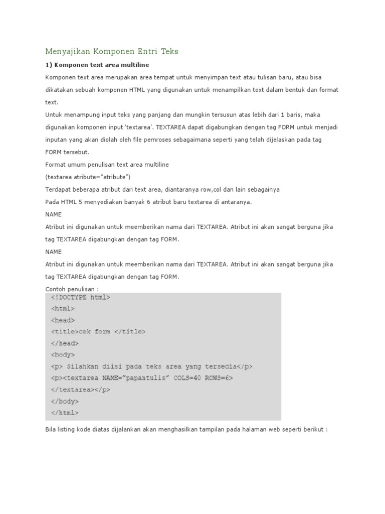 Komponen Input Teks dan Pilihan HTML | PDF
