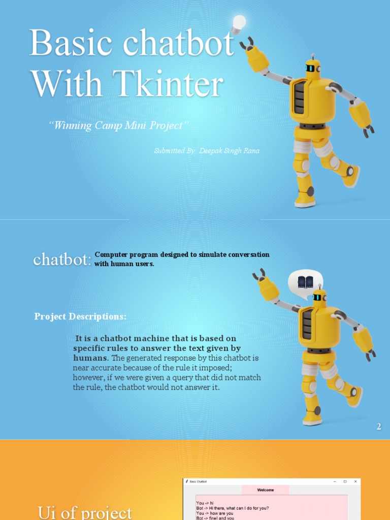 Basic Chatbot With Tkinter: "Winning Camp Mini Project" | PDF