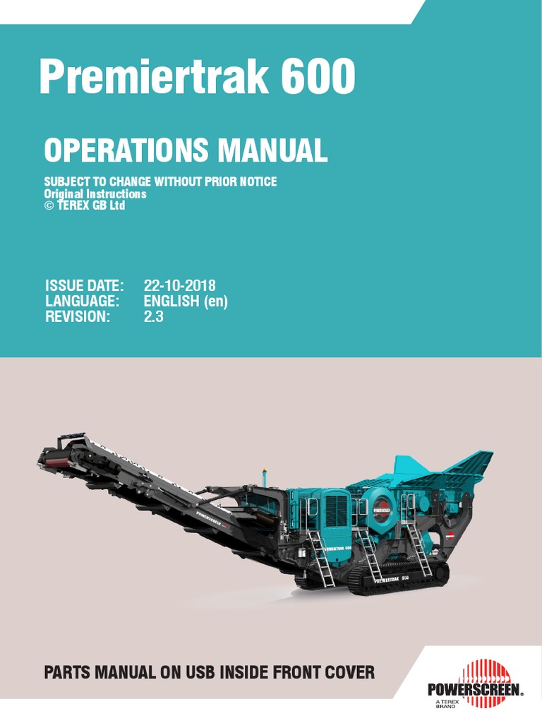 Premiertrak 600 Operations Manual Rev 2.3 (En) | PDF | Lubricant | Safety