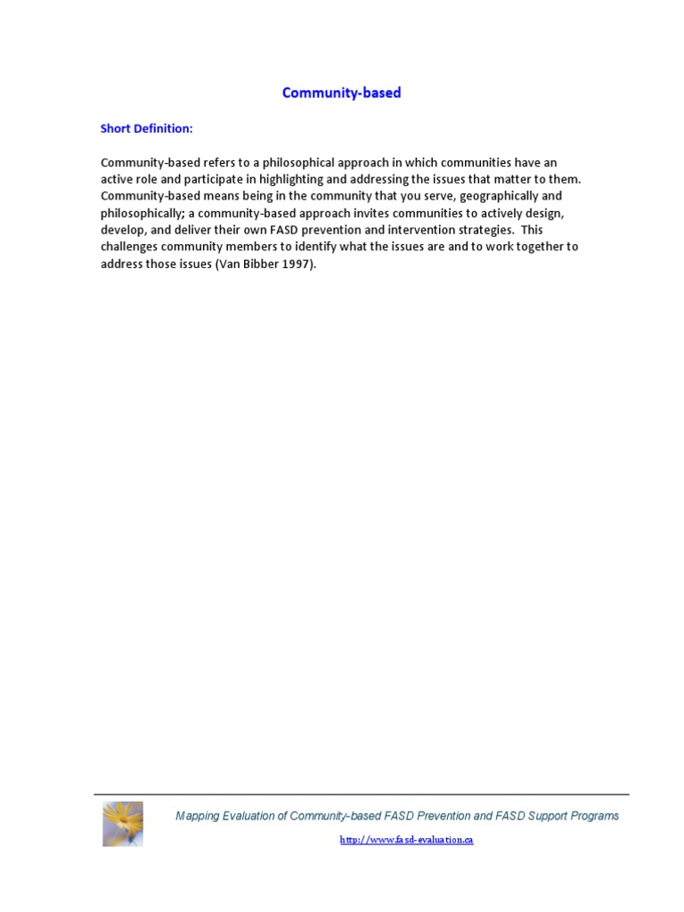 Short Definition Community Based PDF Community Behavioural Sciences