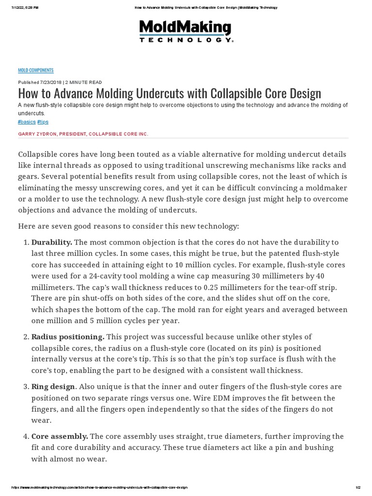 Collapsible Core Design for Undercuts | PDF | Equipment | Mechanical ...
