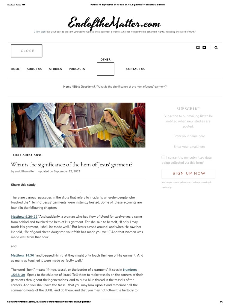 What Is The Significance of The Hem of Jesus' Garment | PDF | Jesus ...