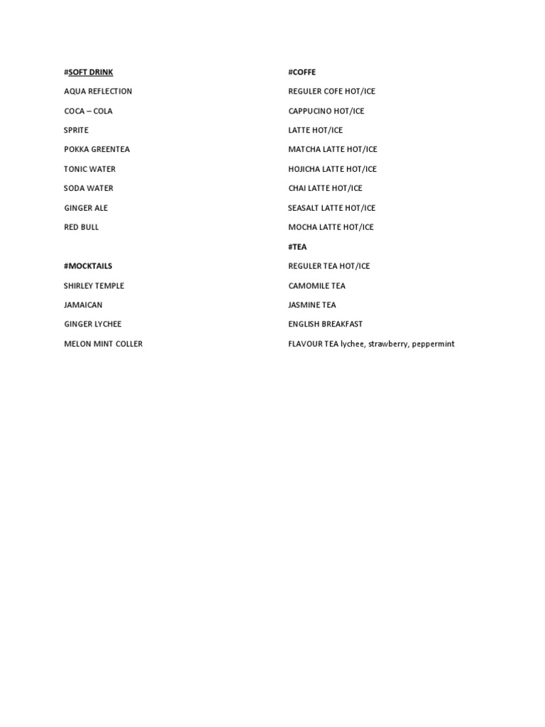 Bar Menu | PDF