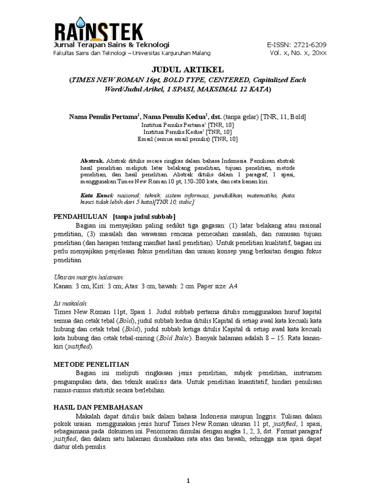 Jurnal Terapan Sains & Teknologi Unikama | PDF