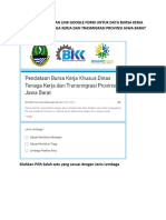 Panduan Pengisian Link Google Form Untuk Data Bursa Kerja Khusus Dinas Tenaga Kerja Dan Trasmigrasi Provinsi Jawa Barat