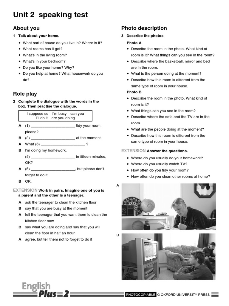 Unit 2 Speaking Test | PDF