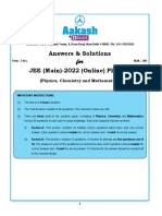 Answers & Solutions JEE (Main) - 2022 (Online) Phase-1: (Physics, Chemistry and Mathematics)