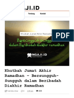 Khutbah Jumat Akhir Ramadhan - Bersungguh-Sungguh Dalam Beribadah Diakhir Ramadhan