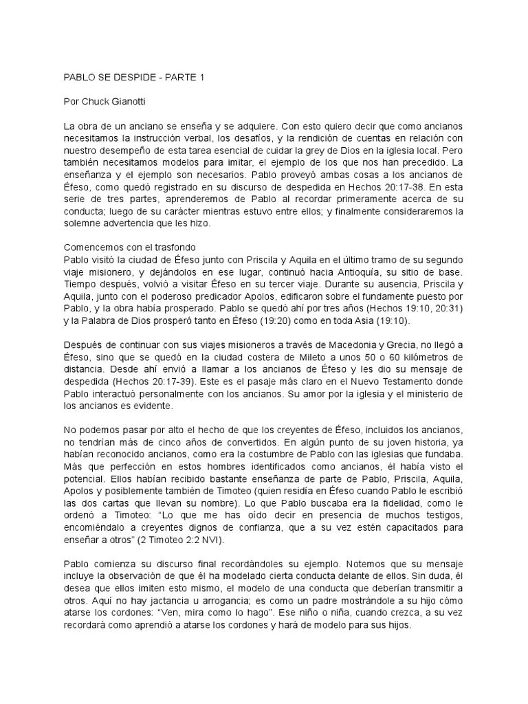 Despedida de Pablo en Mileto | PDF | Pablo el apóstol | Verdad