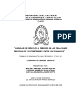 Igualdad de Derechos y Deberes en Las Relaciones Personales y Patrimoniales Entre Los Cónyuges