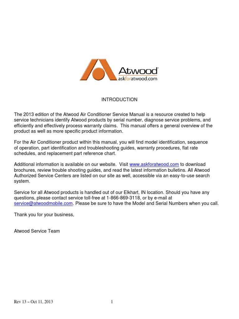 Atwood Air Conditioner Service Manual PDF Electrical