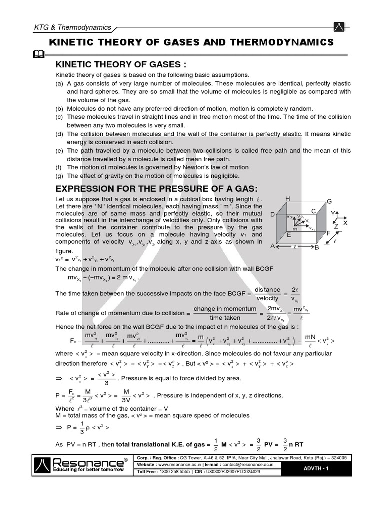 Kinetic Theory and Thermodynamics Overview | PDF | Gases | Collision