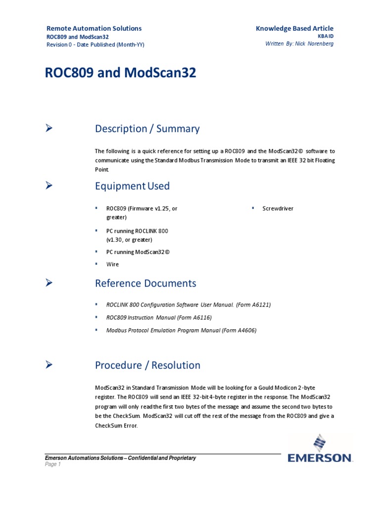 ROC809 - ModScan32 Modbus Setup | PDF | Computing | Information And ...