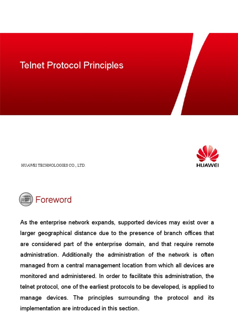 Telnet Protocol Principles: Huawei Technologies Co., LTD | PDF ...