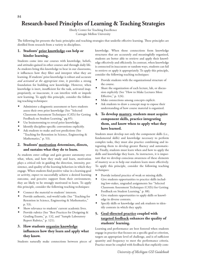 Research-Based Teaching Principles | PDF | Learning | Teaching Method