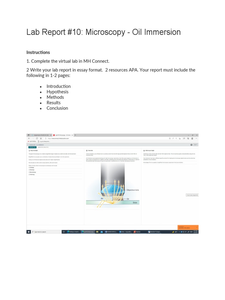 Lab Report on Oil Immersion Microscopy | PDF | Computers