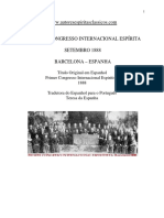 Primeiro Congresso Internacional Espírita - Setembro 1888 - Barcelona (Autores Diversos)